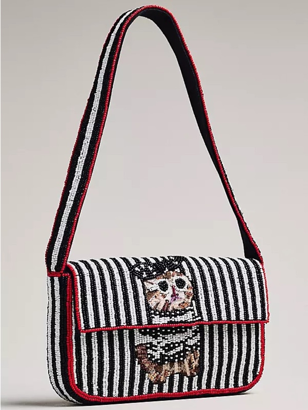 ANTHROPOLOGIE The Fiona Beaded Bag:  Animal Edition Sassy Cat / NWT